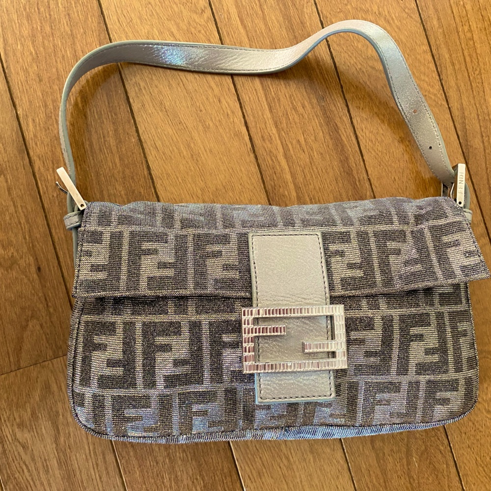 Fendi Authentic Zucca sequin beaded baguette